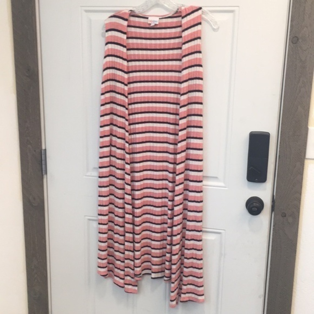 Lularoe Striped Sleeveless Duster Cardigan